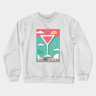 Cosmopolitan recipe, Cocktail, Retro 70s, Aesthetic art, Vintage poster, Exhibition poster, Mid century modern Crewneck Sweatshirt